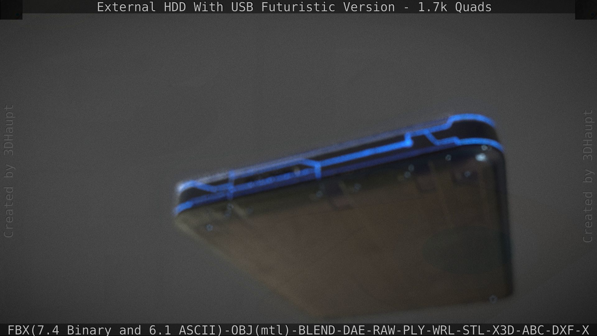 External HDD With USB Cable Rigged Futuristic Version Low-poly 3D model_118