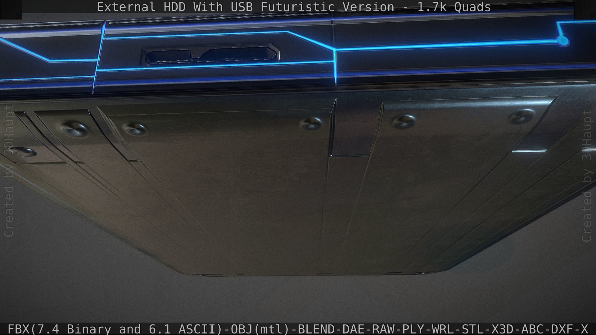 External HDD With USB Cable Rigged Futuristic Version Low-poly 3D model_62