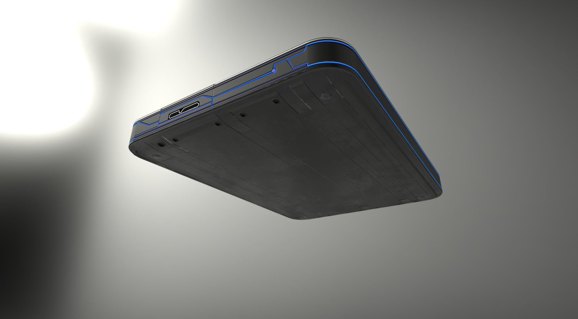 External HDD With USB Cable Rigged Futuristic Version Low-poly 3D model_19