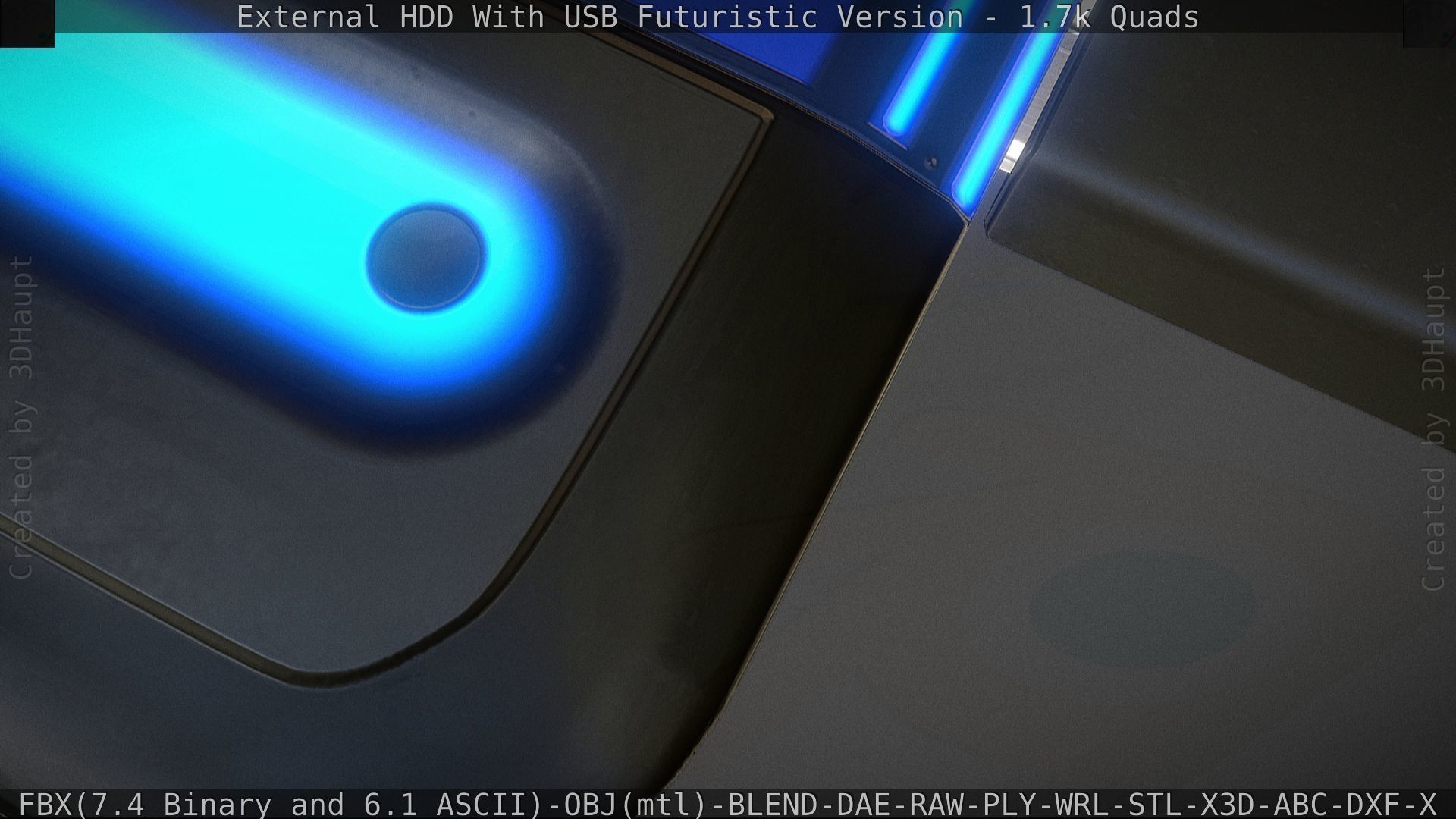 External HDD With USB Cable Rigged Futuristic Version Low-poly 3D model_84