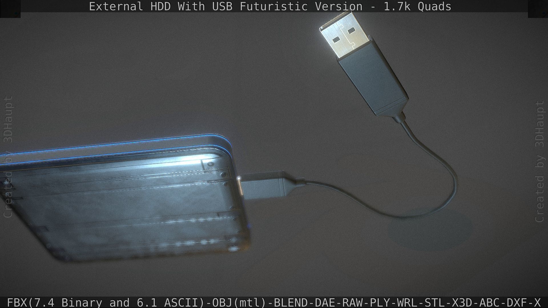 External HDD With USB Cable Rigged Futuristic Version Low-poly 3D model_95