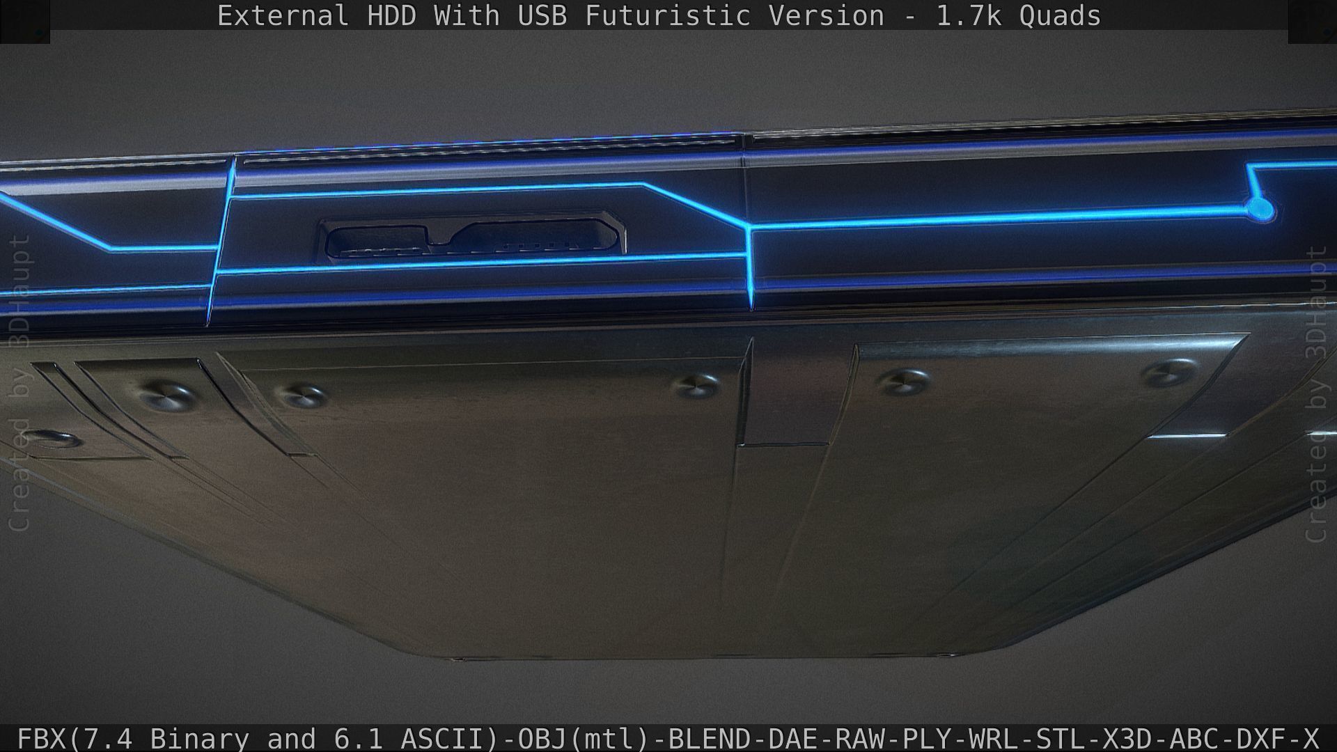 External HDD With USB Cable Rigged Futuristic Version Low-poly 3D model_73