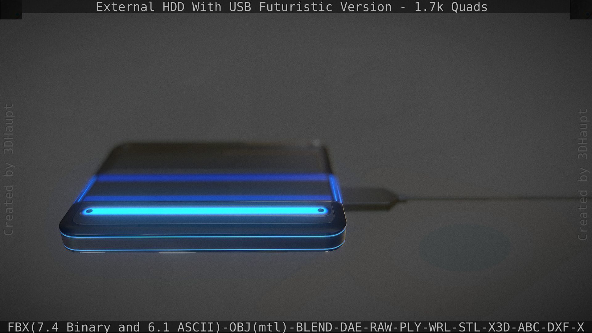 External HDD With USB Cable Rigged Futuristic Version Low-poly 3D model_61