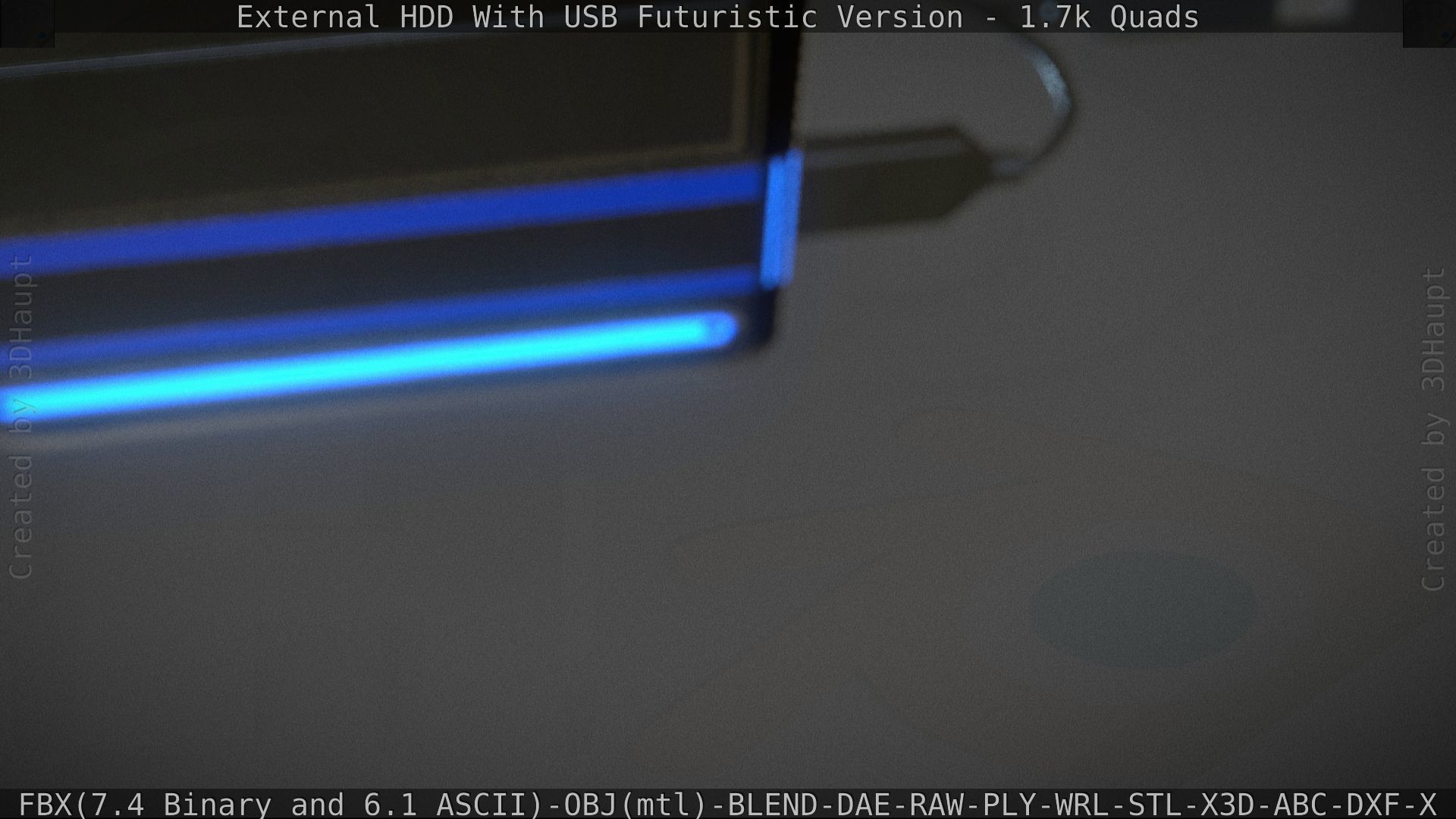 External HDD With USB Cable Rigged Futuristic Version Low-poly 3D model_78