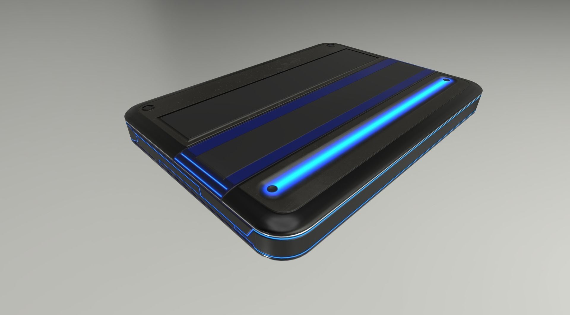 External HDD With USB Cable Rigged Futuristic Version Low-poly 3D model_16