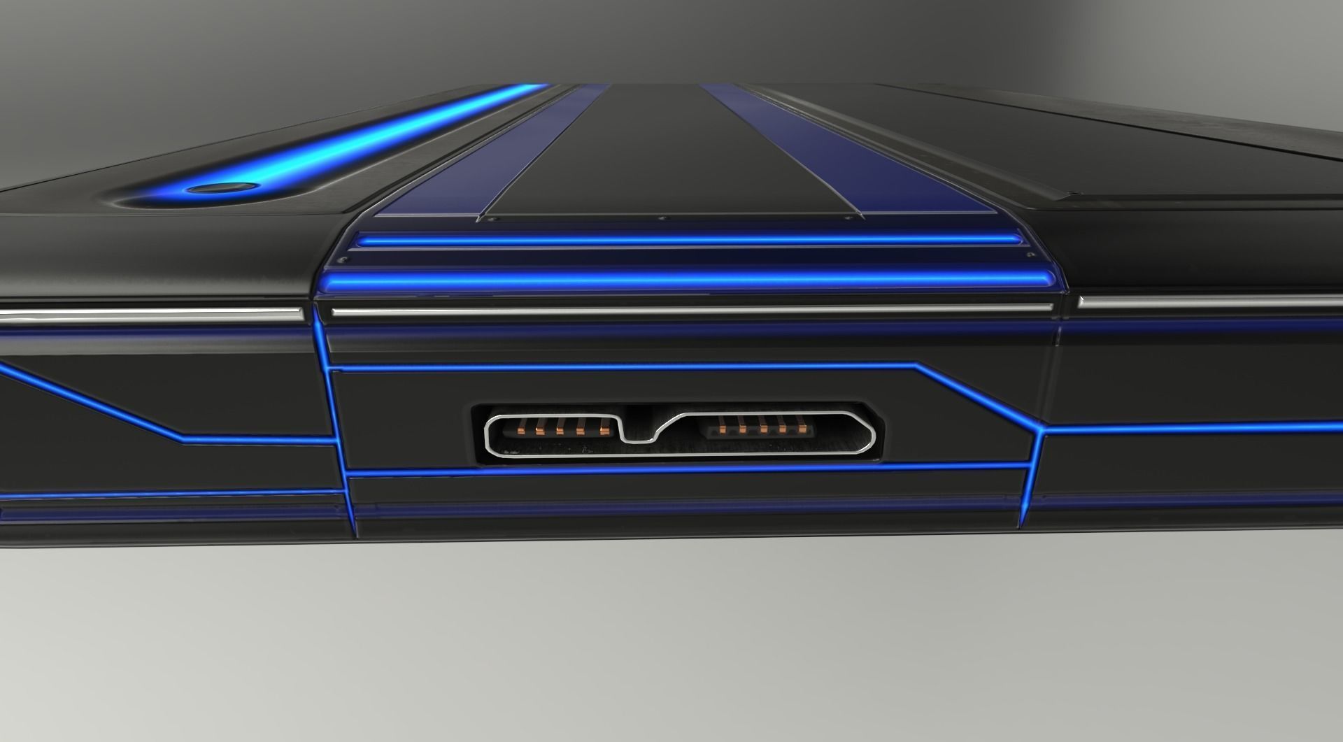 External HDD With USB Cable Rigged Futuristic Version Low-poly 3D model_23