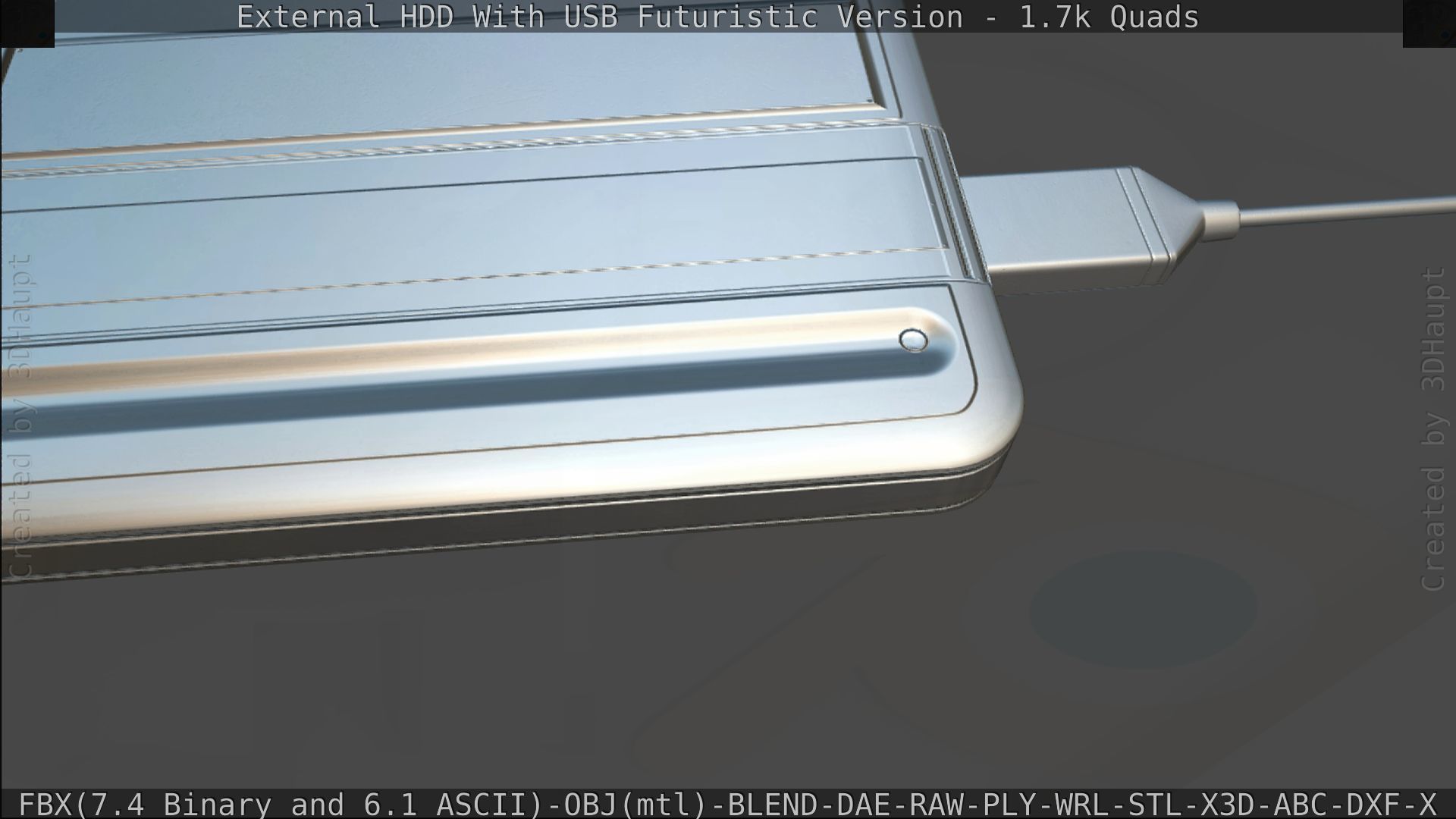 External HDD With USB Cable Rigged Futuristic Version Low-poly 3D model_197