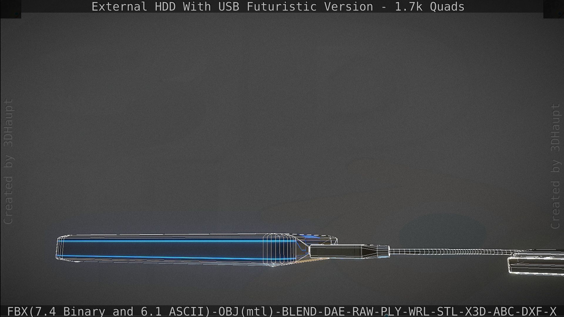 External HDD With USB Cable Rigged Futuristic Version Low-poly 3D model_146