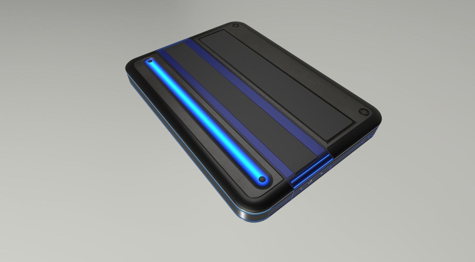 External HDD With USB Cable Rigged Futuristic Version Low-poly 3D model_15