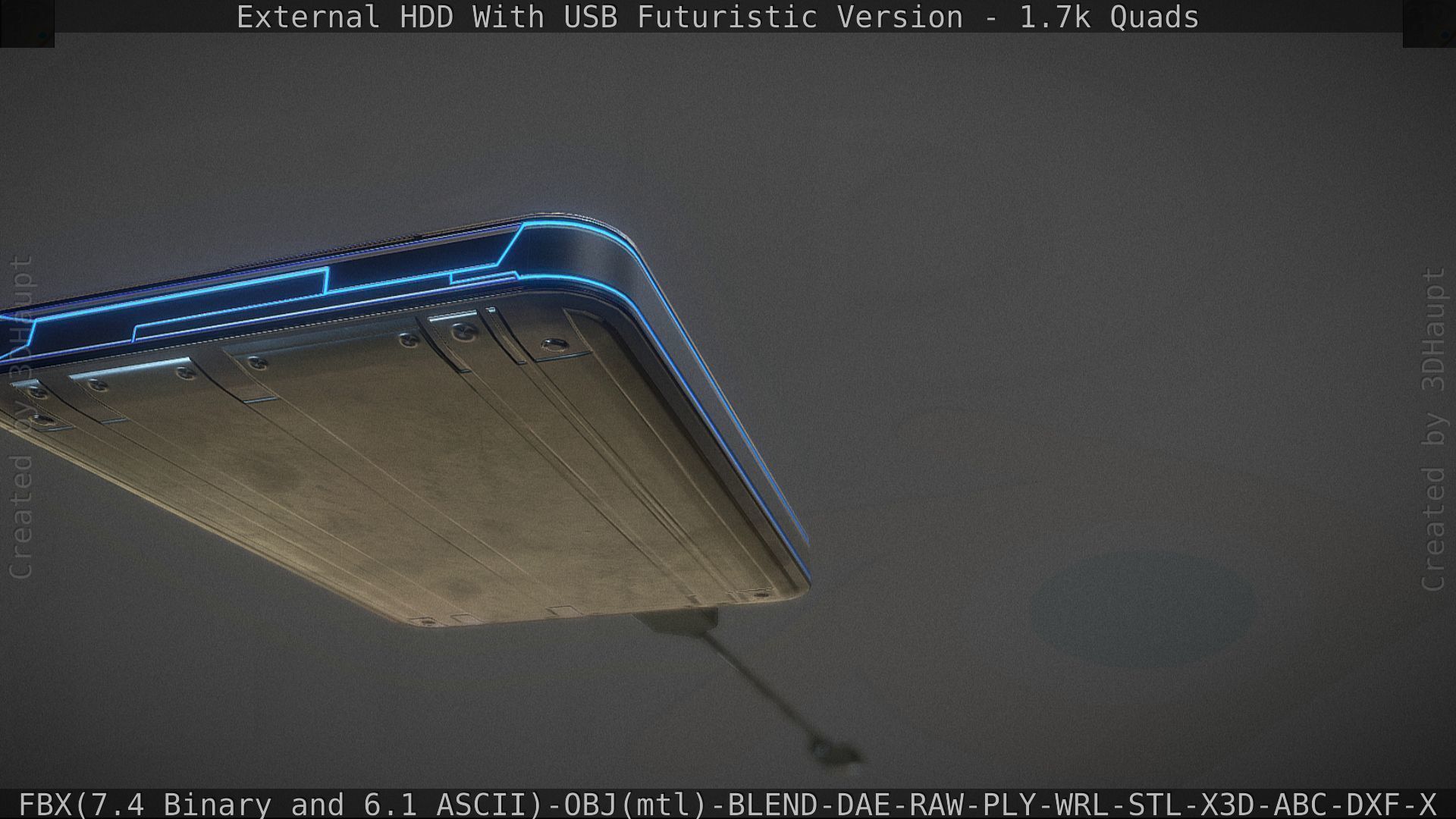 External HDD With USB Cable Rigged Futuristic Version Low-poly 3D model_49