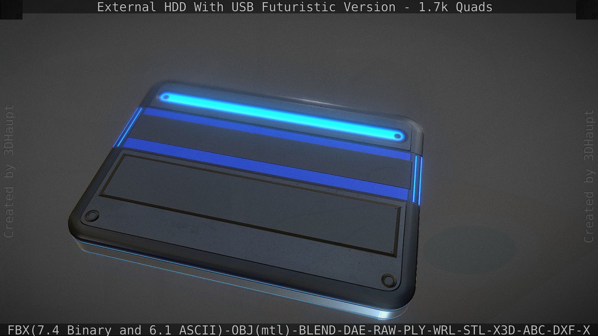 External HDD With USB Cable Rigged Futuristic Version Low-poly 3D model_104