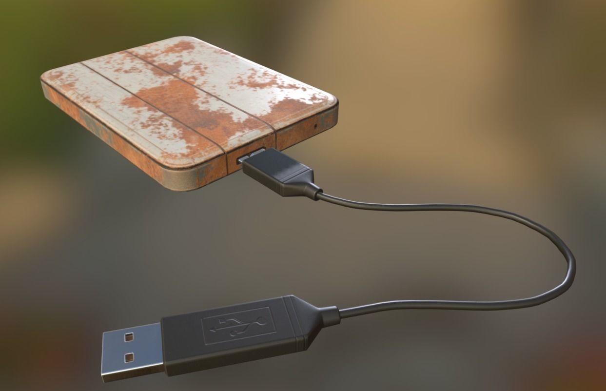 External HDD With Cable Collection Game Ready Low-poly 3D model_91