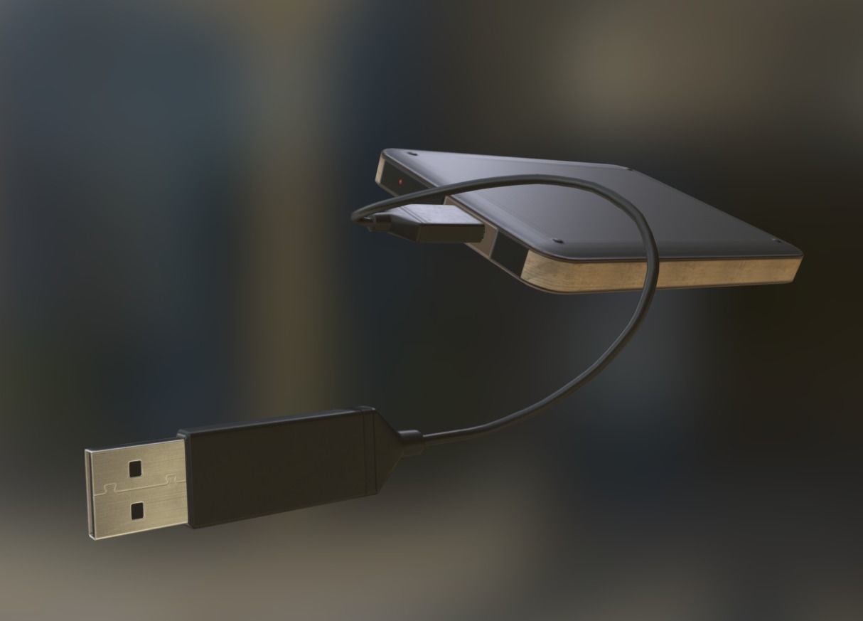 External HDD With Cable Collection Game Ready Low-poly 3D model_58