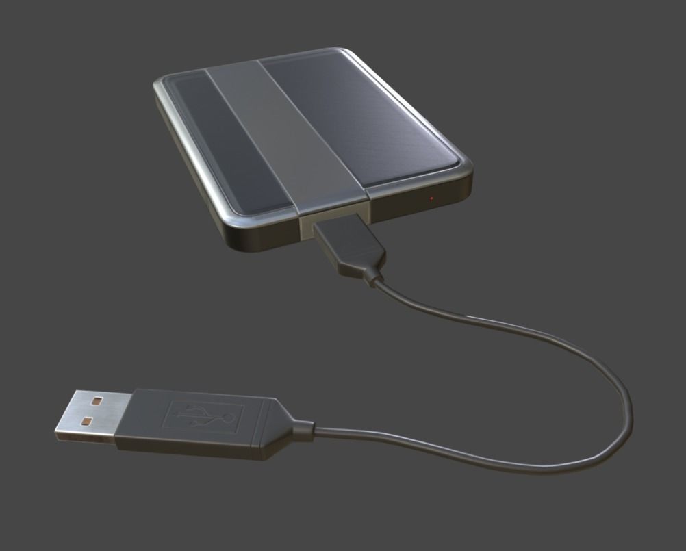 External HDD With Cable Collection Game Ready Low-poly 3D model_19