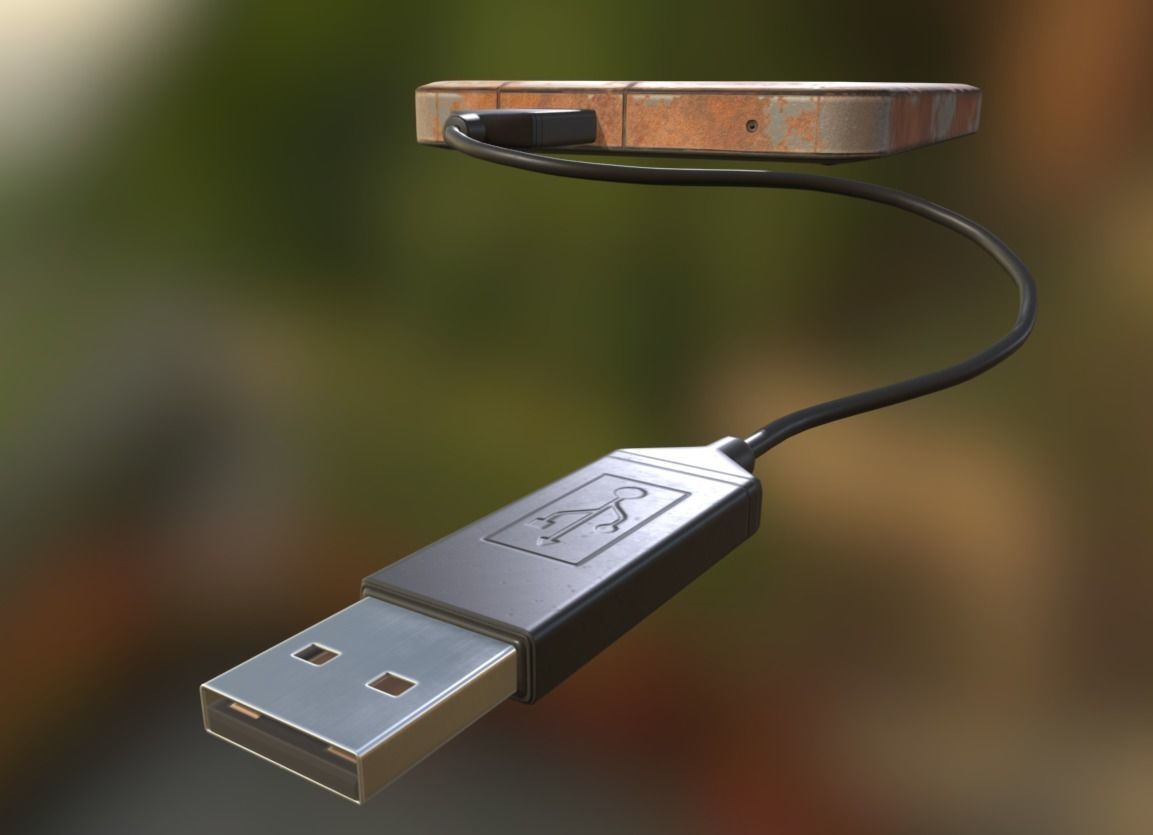 External HDD With Cable Collection Game Ready Low-poly 3D model_111