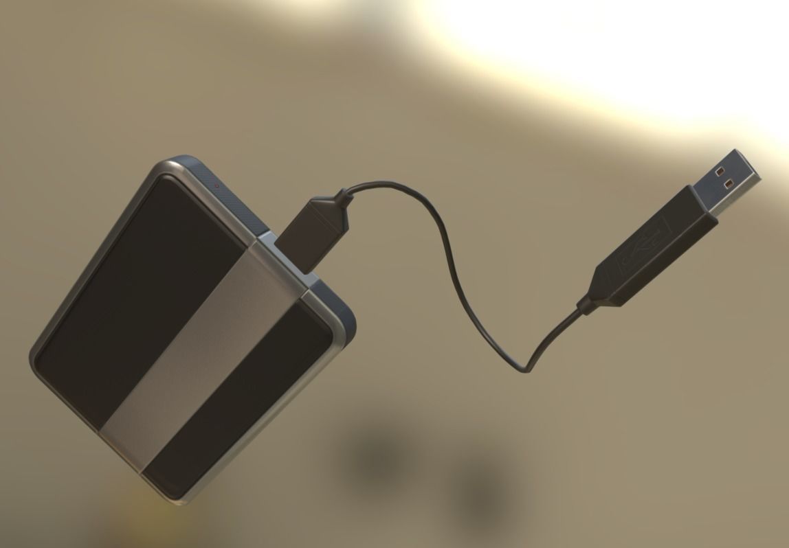 External HDD With Cable Collection Game Ready Low-poly 3D model_64