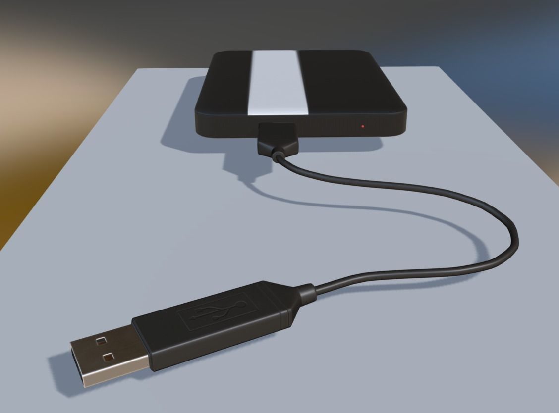 External HDD With Cable Collection Game Ready Low-poly 3D model_81