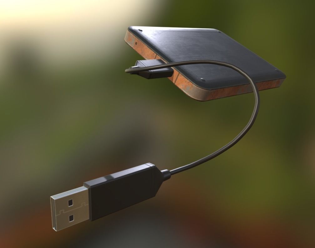 External HDD With Cable Collection Game Ready Low-poly 3D model_84