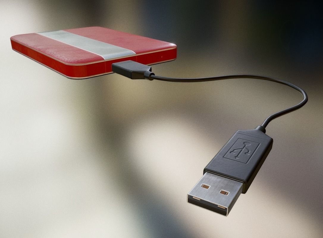 External HDD With Cable Collection Game Ready Low-poly 3D model_71