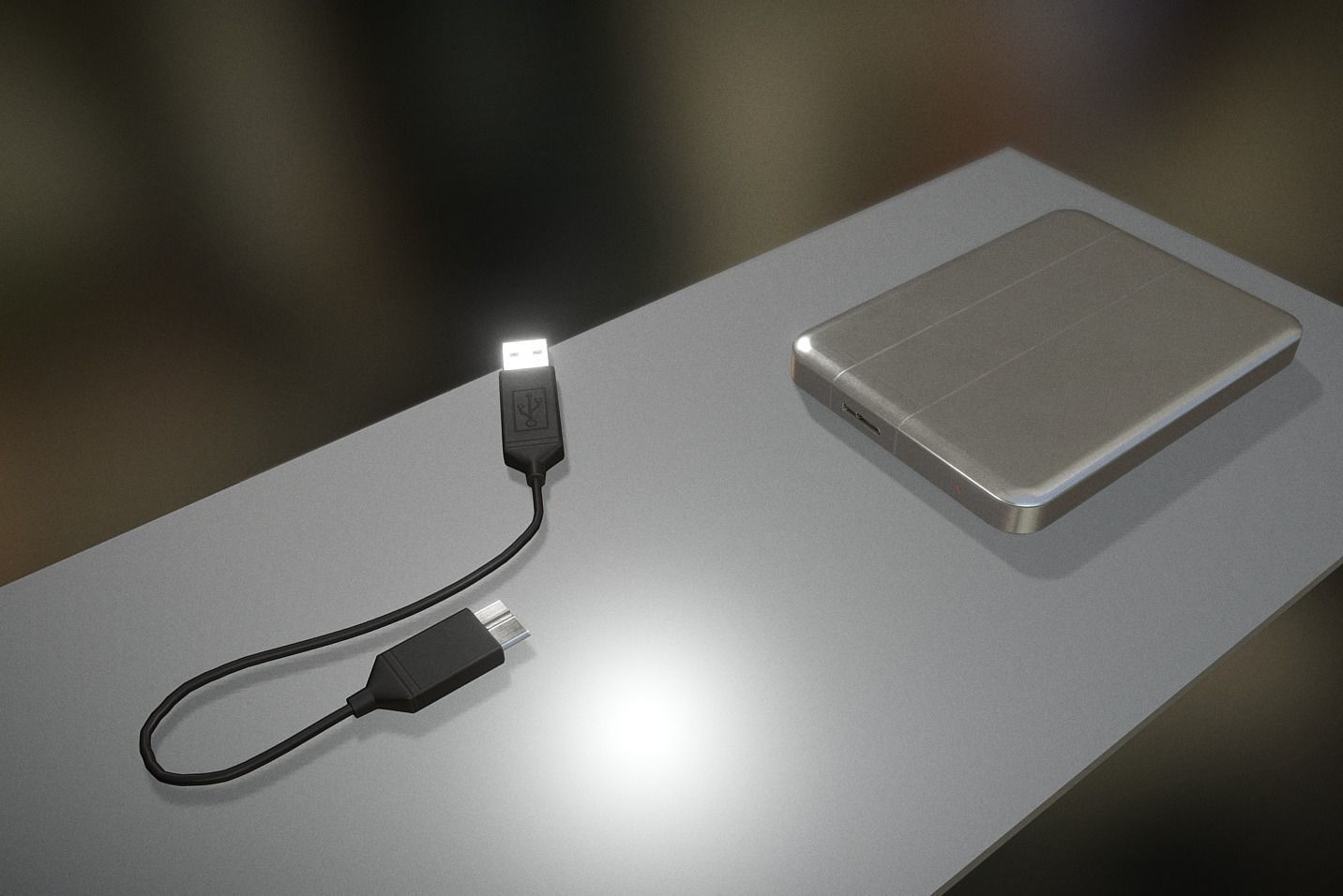 External HDD With Cable Collection Game Ready Low-poly 3D model_110