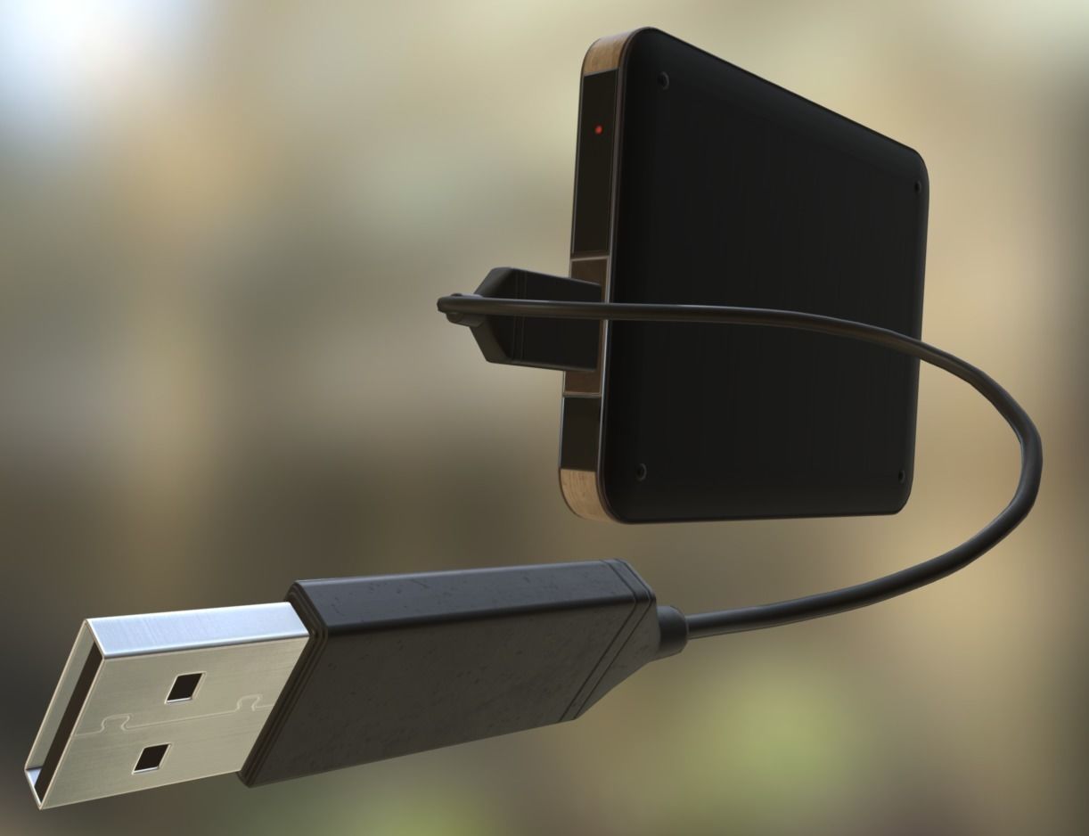 External HDD With Cable Collection Game Ready Low-poly 3D model_60