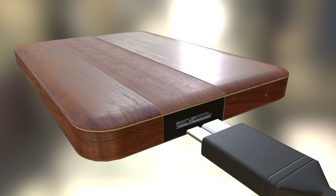 External HDD With Cable Collection Game Ready Low-poly 3D model_92
