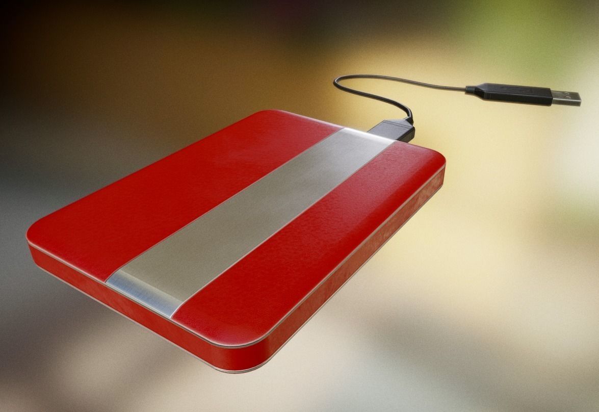 External HDD With Cable Collection Game Ready Low-poly 3D model_73