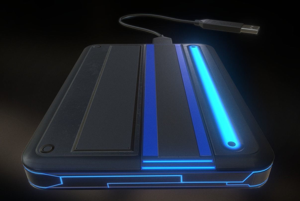 External HDD With Cable Collection Game Ready Low-poly 3D model_15