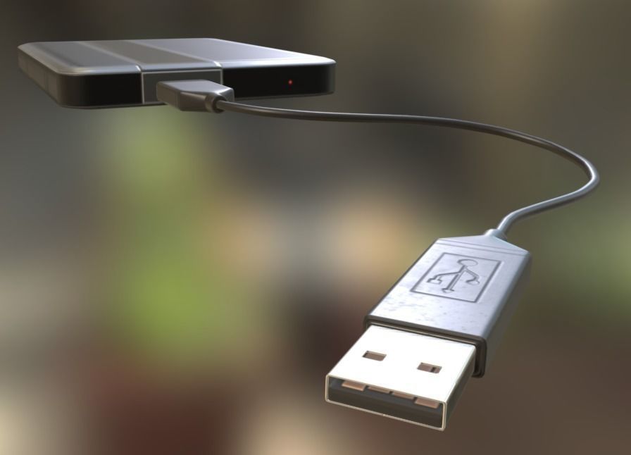 External HDD With Cable Collection Game Ready Low-poly 3D model_62