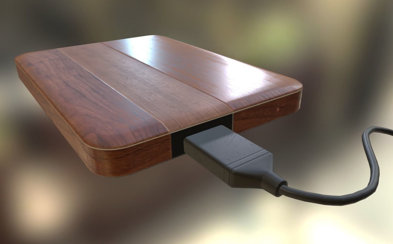 External HDD With Cable Collection Game Ready Low-poly 3D model_113