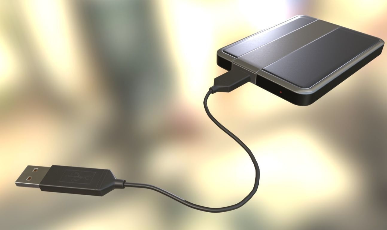 External HDD With Cable Collection Game Ready Low-poly 3D model_65