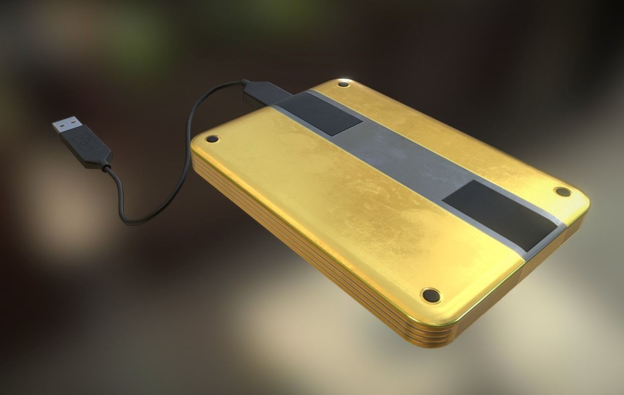 External HDD With Cable Collection Game Ready Low-poly 3D model_46