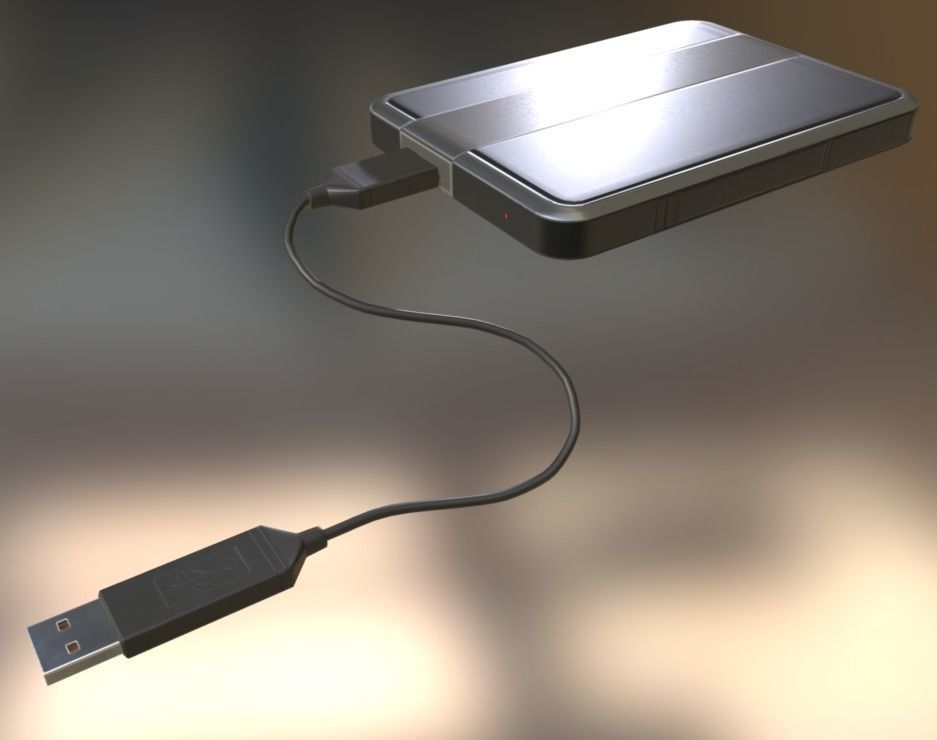 External HDD With Cable Collection Game Ready Low-poly 3D model_63