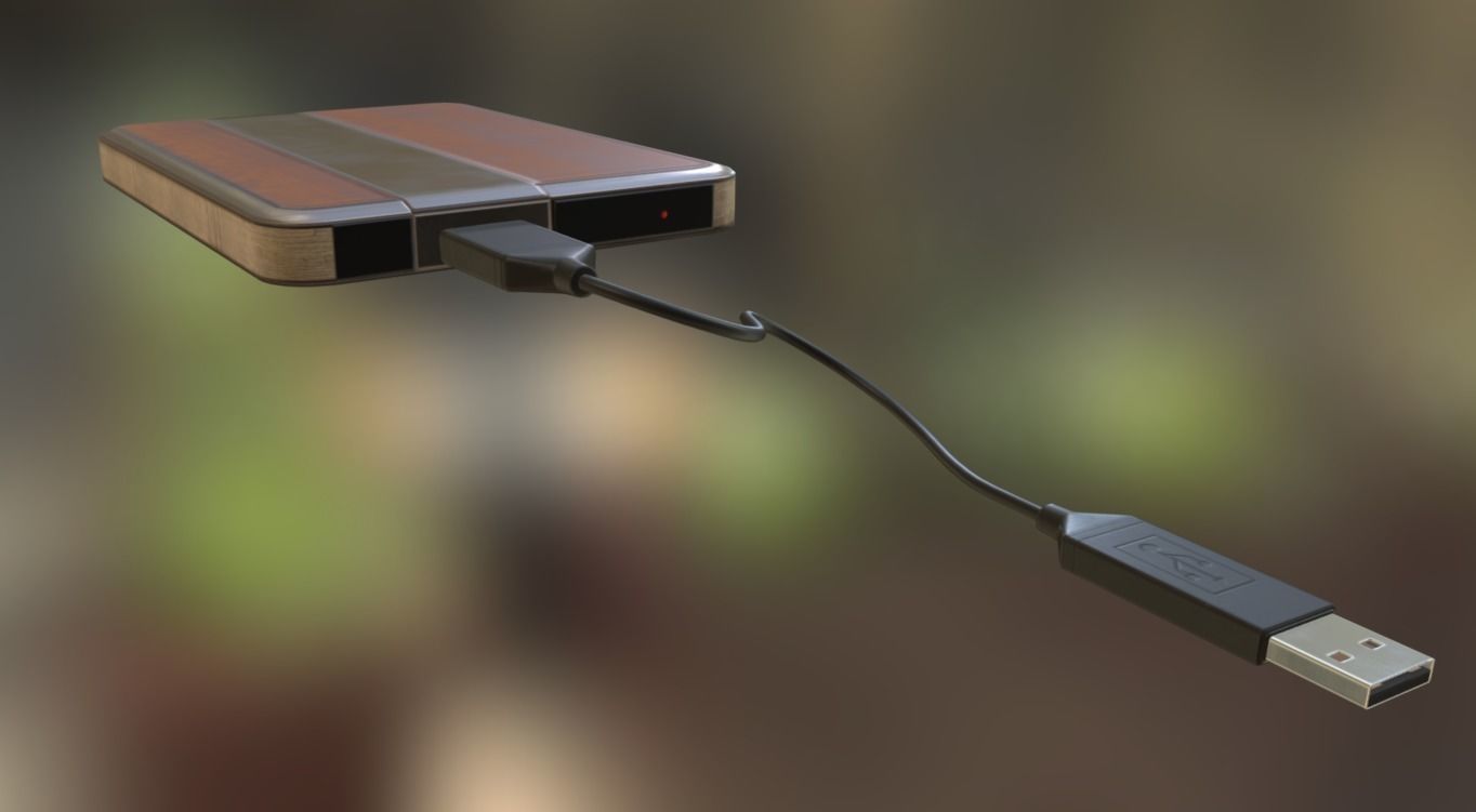 External HDD With Cable Collection Game Ready Low-poly 3D model_56