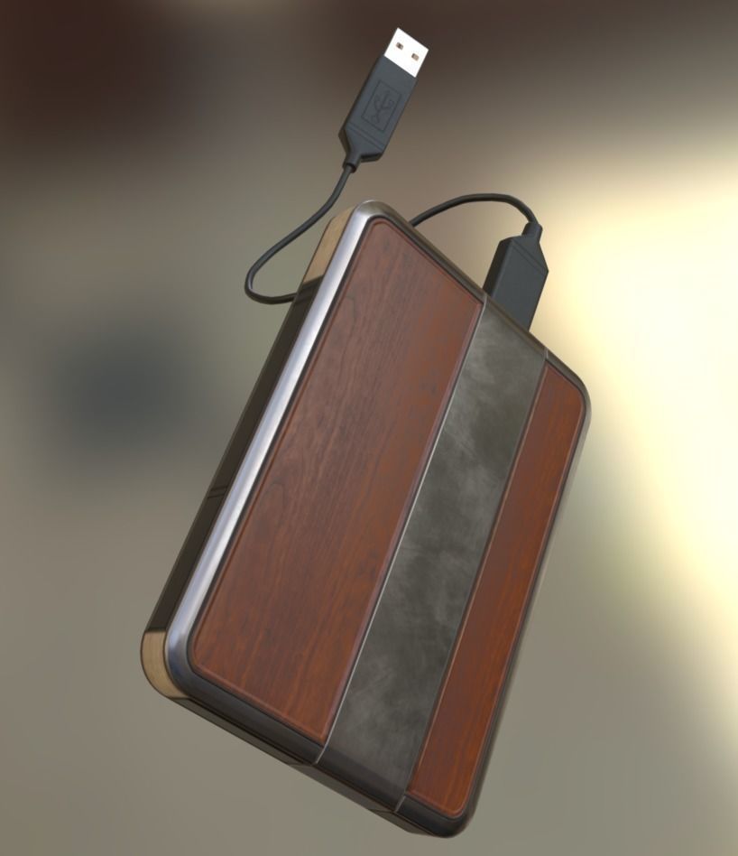External HDD With Cable Collection Game Ready Low-poly 3D model_12