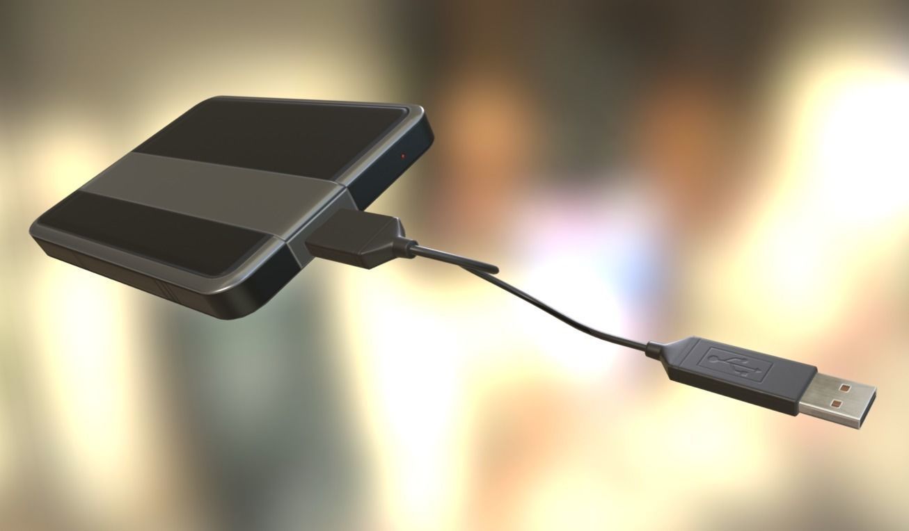 External HDD With Cable Collection Game Ready Low-poly 3D model_69