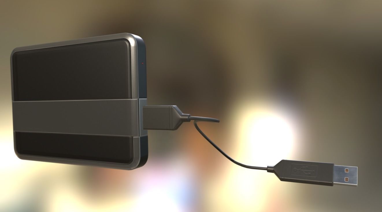 External HDD With Cable Collection Game Ready Low-poly 3D model_67