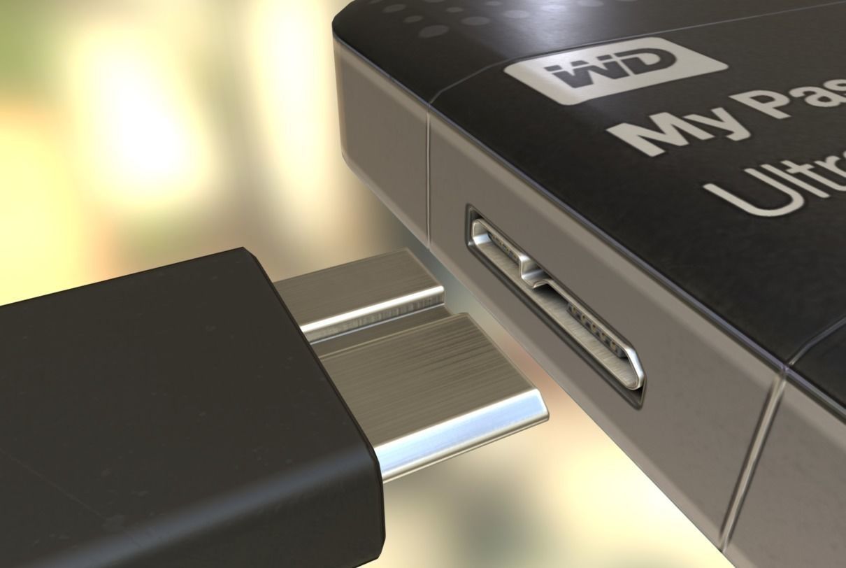 External HDD With Cable Collection Game Ready Low-poly 3D model_90