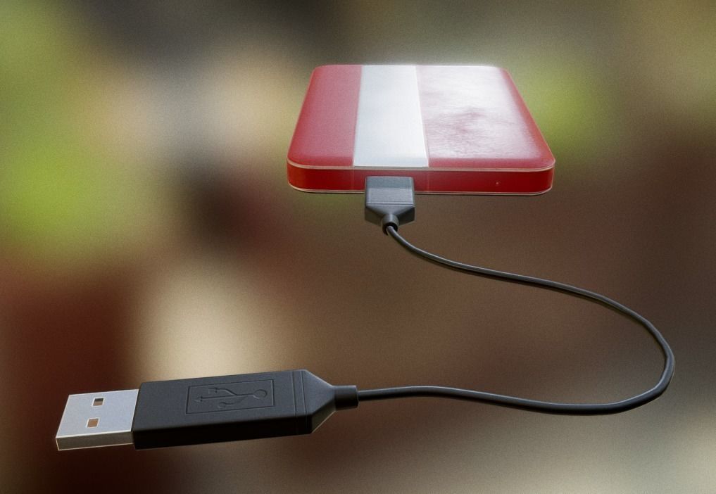 External HDD With Cable Collection Game Ready Low-poly 3D model_77
