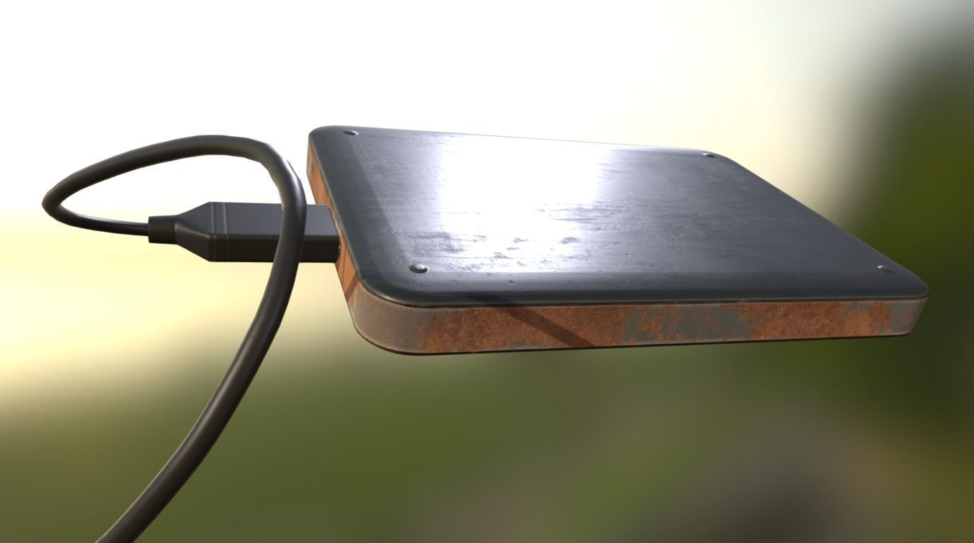 External HDD With Cable Collection Game Ready Low-poly 3D model_79