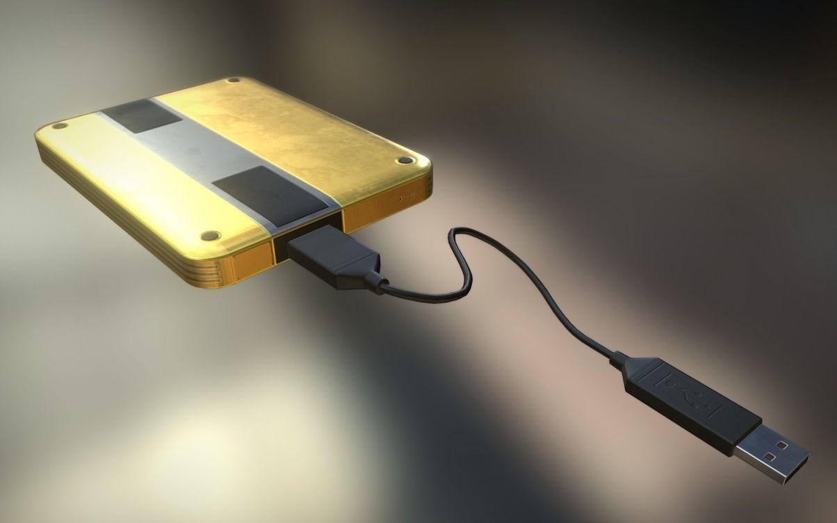 External HDD With Cable Collection Game Ready Low-poly 3D model_43