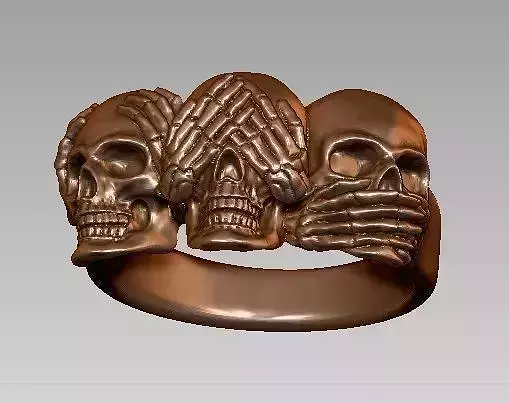 skull ring - 3 skull concept spiritual