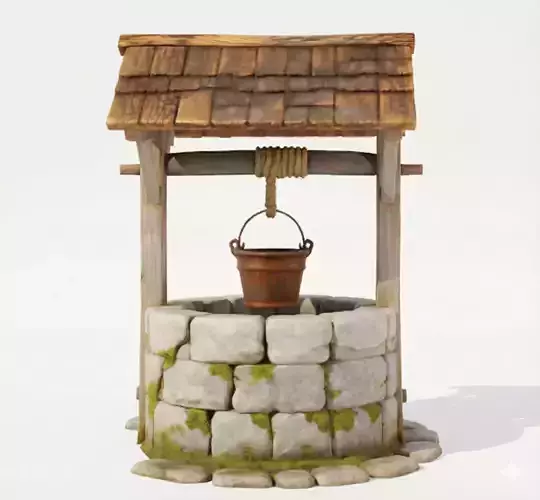 Stylized Medieval Stone Water Well 3D Model