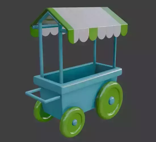 Cute Toy Fruit Cart 3D Model