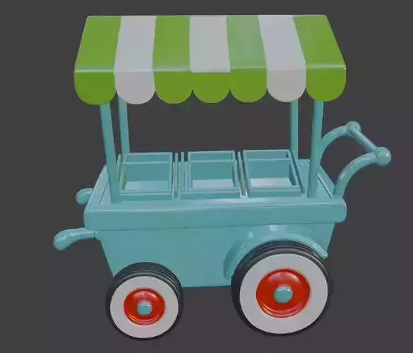 Cute Toy Fruit Cart 3D Model