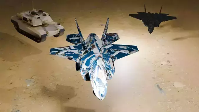 Modern Warfare Trio M1 Abrams F 35   Su 57  3D Models Pack