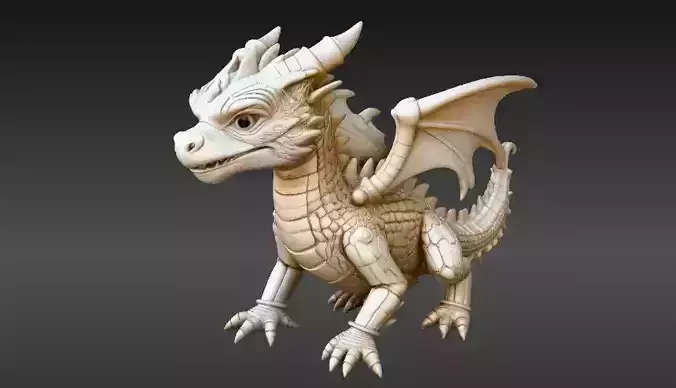 Mini Articulated Baby Dragon Fantasy Toy 3D Model  Printable