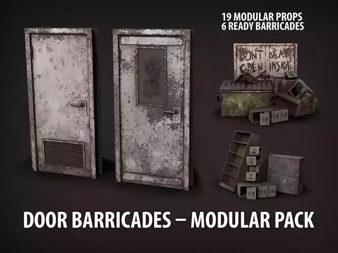 Post-Apocalyptic Abandoned Door - Modular Barricade Pack