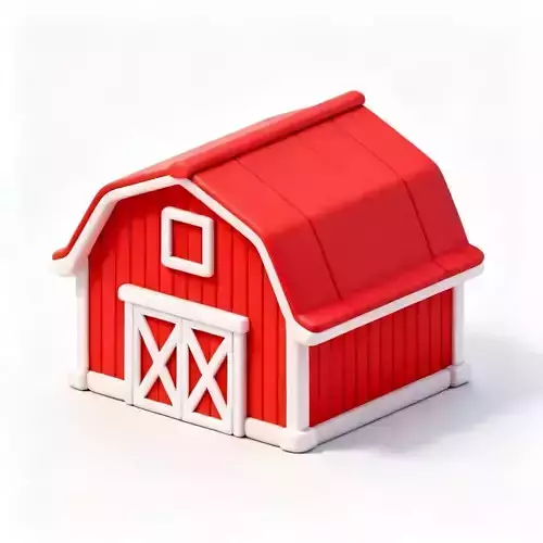 Cute Stylized Red Farm Barn 3D Model