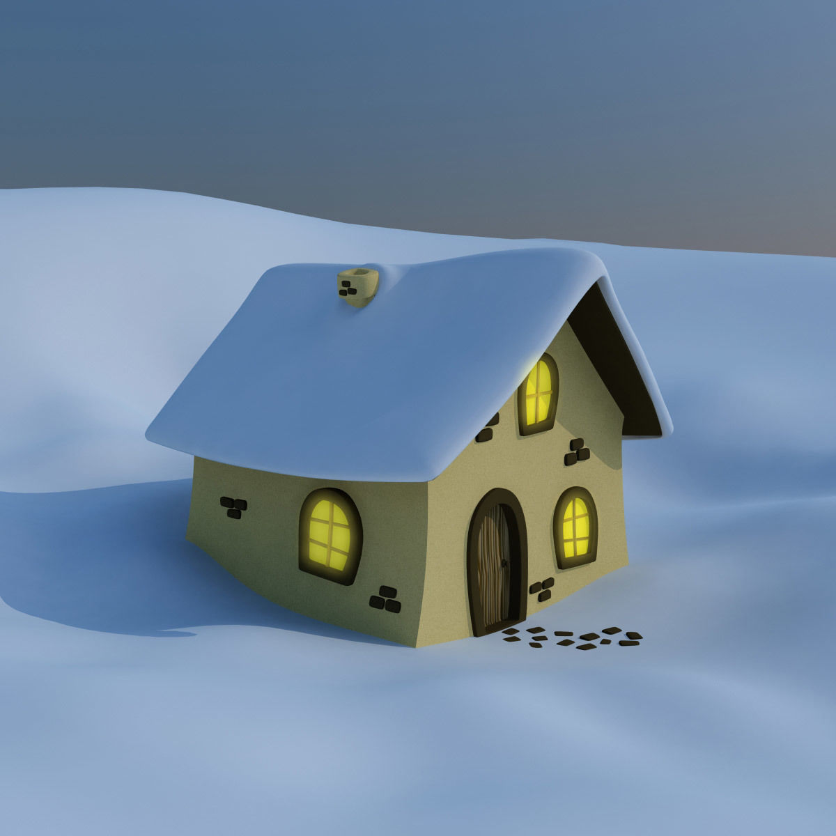 Snow House Low-poly 3D model_4